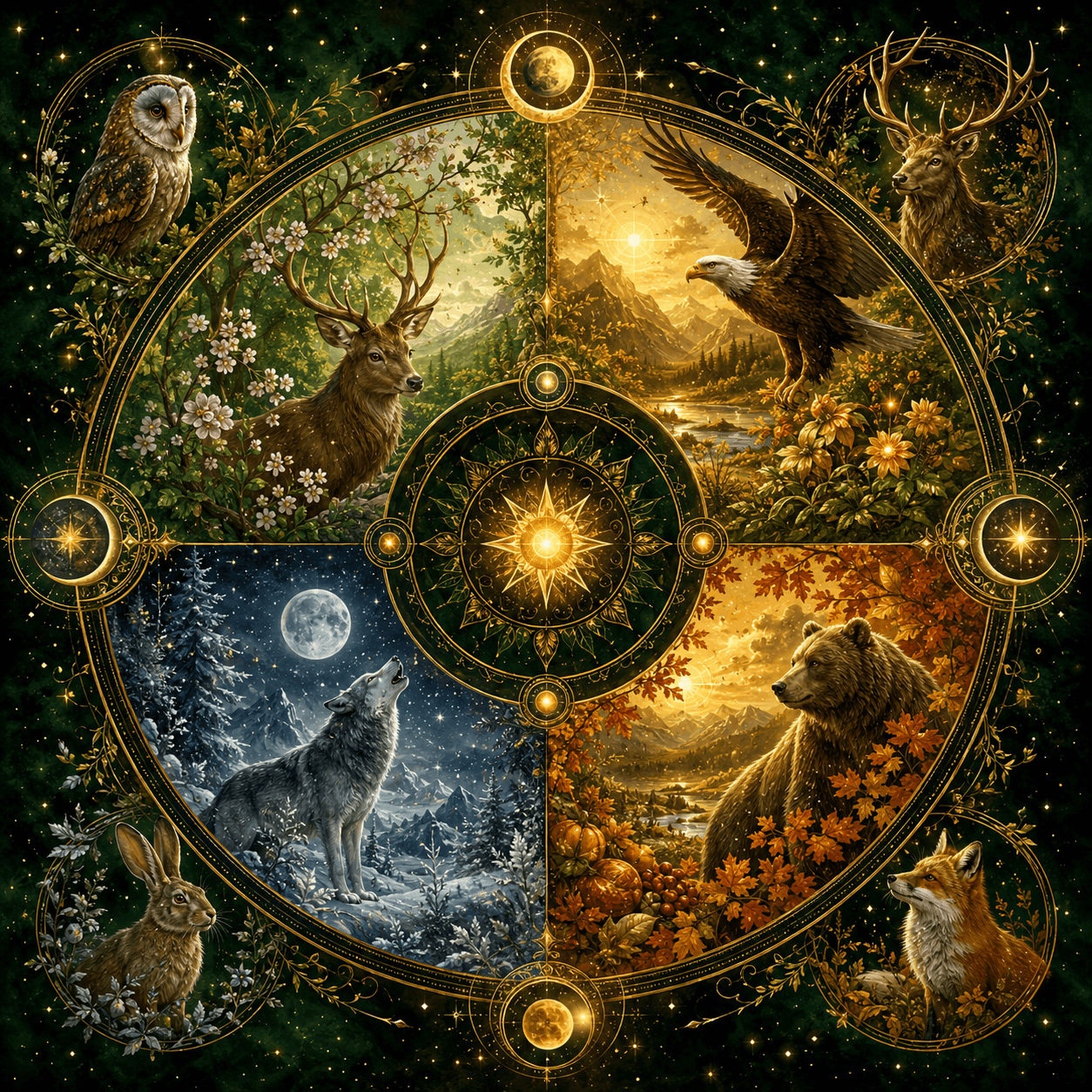 Roue chamanique pour calculer son animal totem par date de naissance