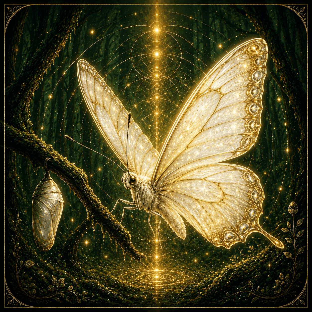 Illustration mystique symbolisant la signification spirituelle du papillon