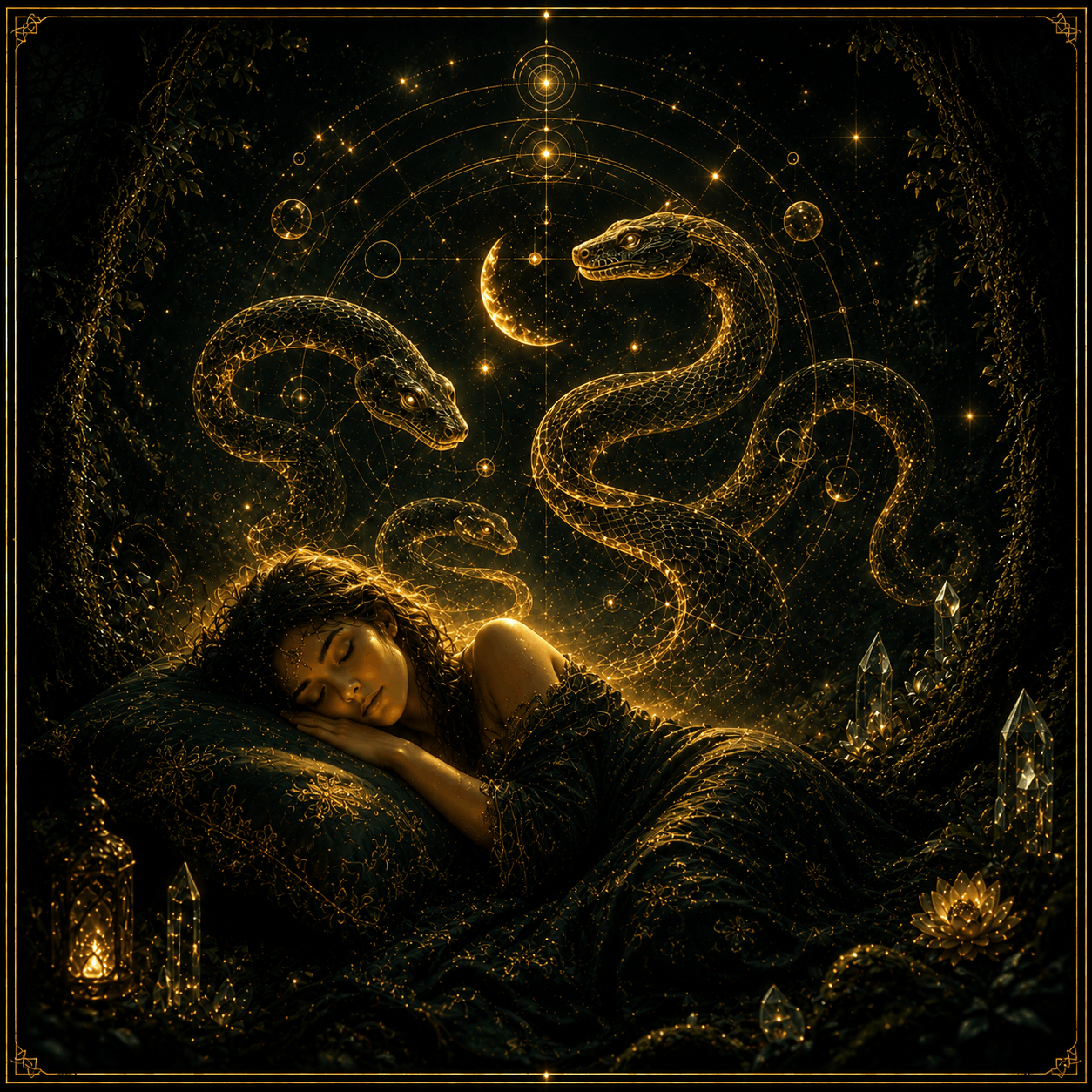 Illustration mystique symbolisant la signification spirituelle de rêver de serpent